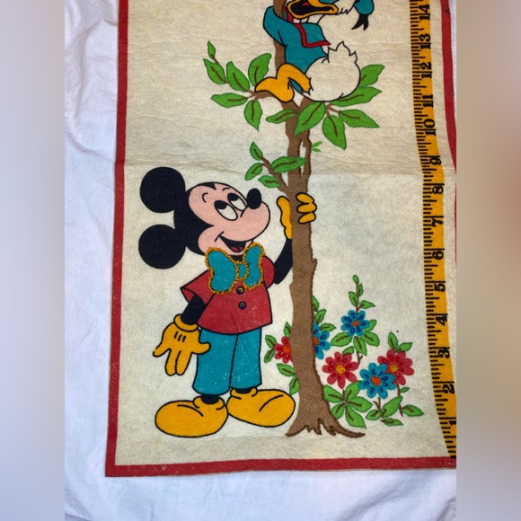 Vintage Disney Growth Chart Felt 36 Inch Mickey Donald Bambi Pluto Minnie 70s - Picture 2 of 6